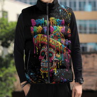 Dripping Sombrero Sugar Skull Sleeveless Puffer Jacket Día de los Muertos - Wonder Print Shop
