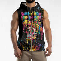 Dripping Sombrero Sugar Skull Sleeveless Zip Hoodie Día de los Muertos - Wonder Print Shop