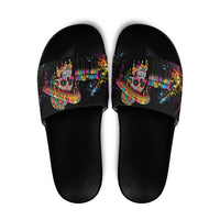 Dripping Sombrero Sugar Skull Slide Sandals Día de los Muertos - Wonder Print Shop