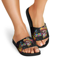 Dripping Sombrero Sugar Skull Slide Sandals Día de los Muertos - Wonder Print Shop