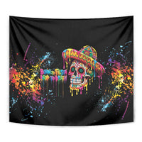 Dripping Sombrero Sugar Skull Tapestry Día de los Muertos - Wonder Print Shop