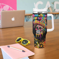 Dripping Sombrero Sugar Skull Tumbler With Handle Día de los Muertos - Wonder Print Shop
