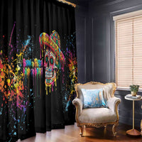 Dripping Sombrero Sugar Skull Window Curtain Día de los Muertos - Wonder Print Shop