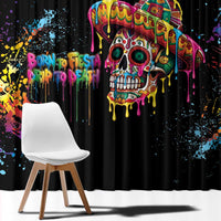 Dripping Sombrero Sugar Skull Window Curtain Día de los Muertos - Wonder Print Shop