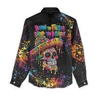 Dripping Sombrero Sugar Skull Women Casual Shirt Día de los Muertos - Wonder Print Shop