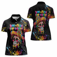 Dripping Sombrero Sugar Skull Women Polo Shirt Día de los Muertos - Wonder Print Shop