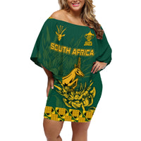 South Africa Rugby Family Matching Off Shoulder Short Dress and Hawaiian Shirt Springboks Proud The Champions LT9 - Wonder Print Shop