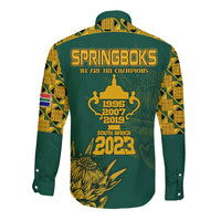 South Africa Rugby Long Sleeve Button Shirt Springboks Proud The Champions - Wonder Print Shop