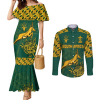 Custom South Afica Rugby Couples Matching Mermaid Dress and Long Sleeve Button Shirt Springboks Proud The Champions LT9