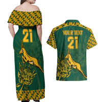Custom South Africa Rugby Couples Matching Off Shoulder Maxi Dress and Hawaiian Shirt Springboks Proud The Champions LT9 - Wonder Print Shop
