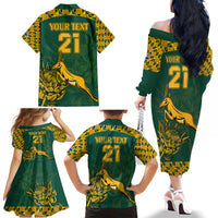 Custom South Africa Rugby Family Matching Off Shoulder Long Sleeve Dress and Hawaiian Shirt Springboks Proud The Champions - Wonder Print Shop