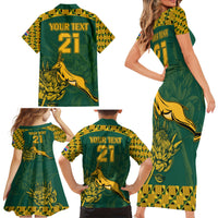 Custom South Africa Rugby Family Matching Short Sleeve Bodycon Dress and Hawaiian Shirt Springboks Proud The Champions - Wonder Print Shop