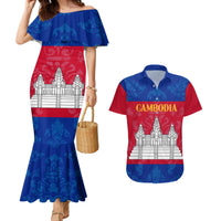 Personalised Cambodia Couples Matching Mermaid Dress and Hawaiian Shirt With Simple Flag Style LT9 - Wonder Print Shop