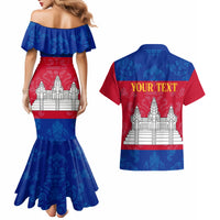 Personalised Cambodia Couples Matching Mermaid Dress and Hawaiian Shirt With Simple Flag Style LT9 - Wonder Print Shop
