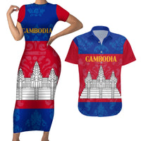 Personalised Cambodia Couples Matching Short Sleeve Bodycon Dress and Hawaiian Shirt With Simple Flag Style LT9 - Wonder Print Shop