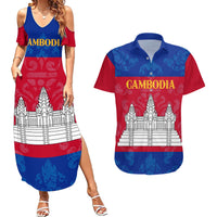 Personalised Cambodia Couples Matching Summer Maxi Dress and Hawaiian Shirt With Simple Flag Style LT9 - Wonder Print Shop