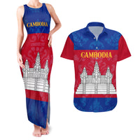 Personalised Cambodia Couples Matching Tank Maxi Dress and Hawaiian Shirt With Simple Flag Style LT9 - Wonder Print Shop
