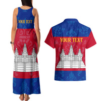 Personalised Cambodia Couples Matching Tank Maxi Dress and Hawaiian Shirt With Simple Flag Style LT9 - Wonder Print Shop