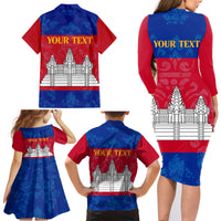 Personalised Cambodia Family Matching Long Sleeve Bodycon Dress and Hawaiian Shirt With Simple Flag Style LT9 - Wonder Print Shop
