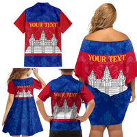 Personalised Cambodia Family Matching Off Shoulder Short Dress and Hawaiian Shirt With Simple Flag Style LT9 - Wonder Print Shop