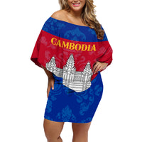Personalised Cambodia Family Matching Off Shoulder Short Dress and Hawaiian Shirt With Simple Flag Style LT9 - Wonder Print Shop