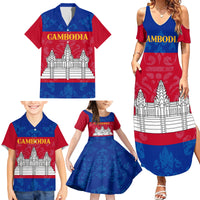 Personalised Cambodia Family Matching Summer Maxi Dress and Hawaiian Shirt With Simple Flag Style - Wonder Print Shop