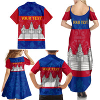 Personalised Cambodia Family Matching Summer Maxi Dress and Hawaiian Shirt With Simple Flag Style - Wonder Print Shop