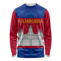 Personalised Cambodia Long Sleeve Shirt With Simple Flag Style - Wonder Print Shop