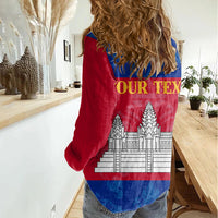 Personalised Cambodia Women Casual Shirt With Simple Flag Style - Wonder Print Shop