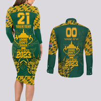 Custom South Africa Rugby Couples Matching Long Sleeve Bodycon Dress and Long Sleeve Button Shirt Springboks Proud The Champions No2 LT9 - Wonder Print Shop