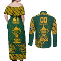 Custom South Africa Rugby Couples Matching Off Shoulder Maxi Dress and Long Sleeve Button Shirt Springboks Proud The Champions No2 LT9 - Wonder Print Shop