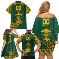 Custom South Africa Rugby Family Matching Off Shoulder Short Dress and Hawaiian Shirt Springboks Proud The Champions No2 LT9 - Wonder Print Shop