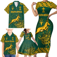 Custom South Africa Rugby Family Matching Short Sleeve Bodycon Dress and Hawaiian Shirt Springboks Proud The Champions No2 - Wonder Print Shop