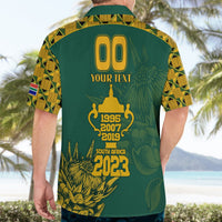 Green Hawaiian shirt back with '00 YOUR TEXT' and South Africa 2023 graphic