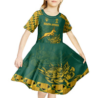 Custom South Africa Rugby Kid Short Sleeve Dress Springboks Proud The Champions No2 - Wonder Print Shop