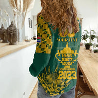 Custom South Africa Rugby Women Casual Shirt Springboks Proud The Champions No2 - Wonder Print Shop