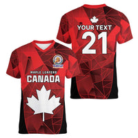 Custom Canada Cricket Spirit 2026 Women V-Neck T-Shirt World T20 Edition - Wonder Print Shop
