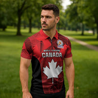 Custom Canada Cricket Spirit 2026 Zipper Polo Shirt World T20 Edition - Wonder Print Shop