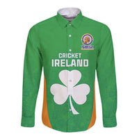 Custom Ireland Cricket Spirit 2026 Long Sleeve Button Shirt World T20 Edition - Wonder Print Shop