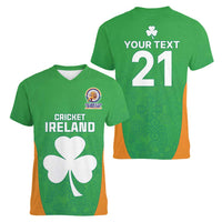 Custom Ireland Cricket Spirit 2026 Women V-Neck T-Shirt World T20 Edition - Wonder Print Shop