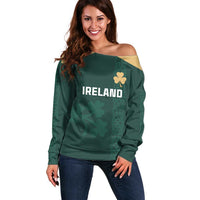 Custom Ireland World Cup Retro 2024 Off Shoulder Sweater - Wonder Print Shop