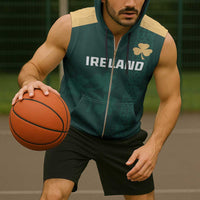 Custom Ireland World Cup Retro 2024 Sleeveless Zip Hoodie - Wonder Print Shop