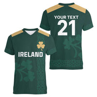Custom Ireland World Cup Retro 2024 Women V-Neck T-Shirt - Wonder Print Shop