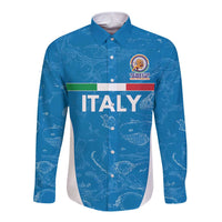 Custom Italy Cricket Spirit 2026 Long Sleeve Button Shirt World T20 Edition - Wonder Print Shop