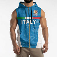 Custom Italy Cricket Spirit 2026 Sleeveless Zip Hoodie World T20 Edition - Wonder Print Shop