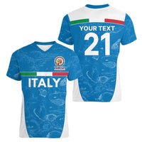 Custom Italy Cricket Spirit 2026 Women V-Neck T-Shirt World T20 Edition - Wonder Print Shop