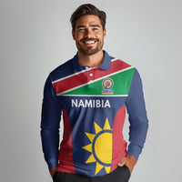 Custom Namibia Cricket Spirit 2026 Long Sleeve Polo Shirt World T20 Edition - Wonder Print Shop