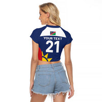 Custom Namibia Cricket Spirit 2026 Raglan Cropped T Shirt World T20 Edition - Wonder Print Shop