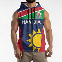 Custom Namibia Cricket Spirit 2026 Sleeveless Zip Hoodie World T20 Edition - Wonder Print Shop