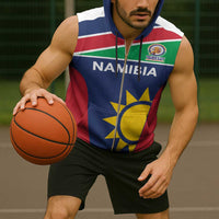 Custom Namibia Cricket Spirit 2026 Sleeveless Zip Hoodie World T20 Edition - Wonder Print Shop